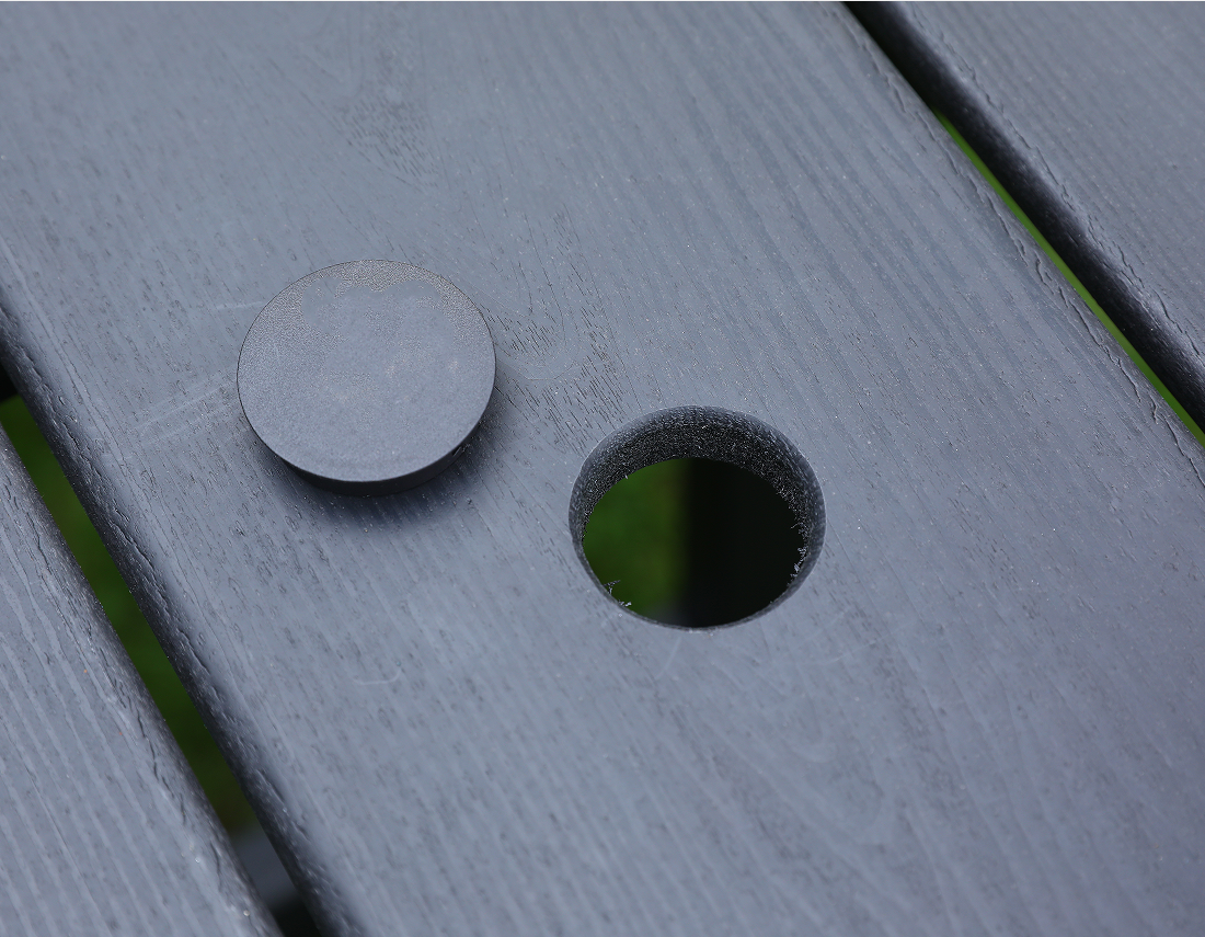 회색 HDPE 직사각형 야외 테이블