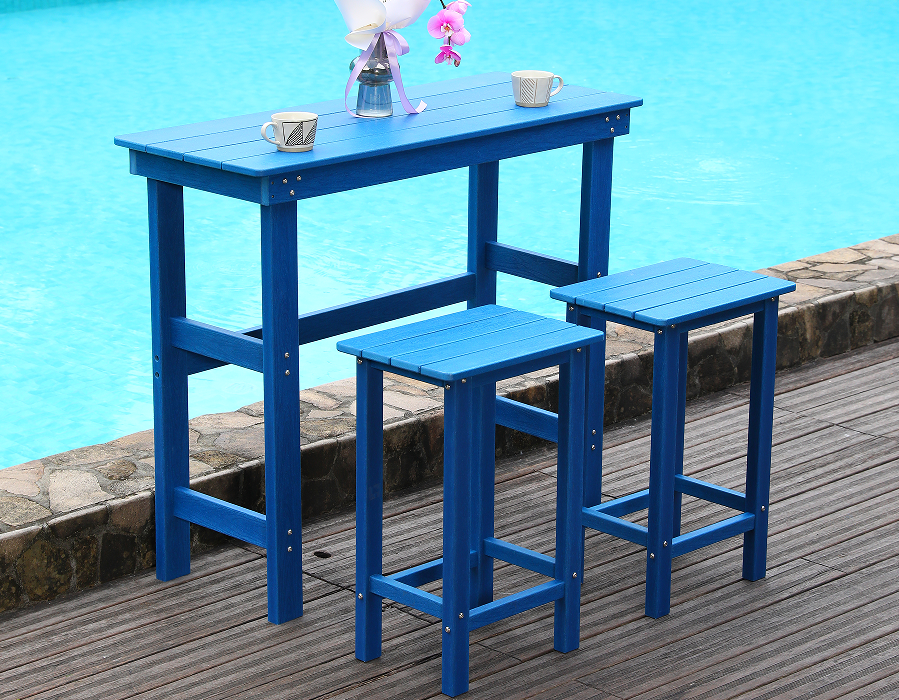 Coastal Blue HDPE 하이탑 바 다이닝 세트