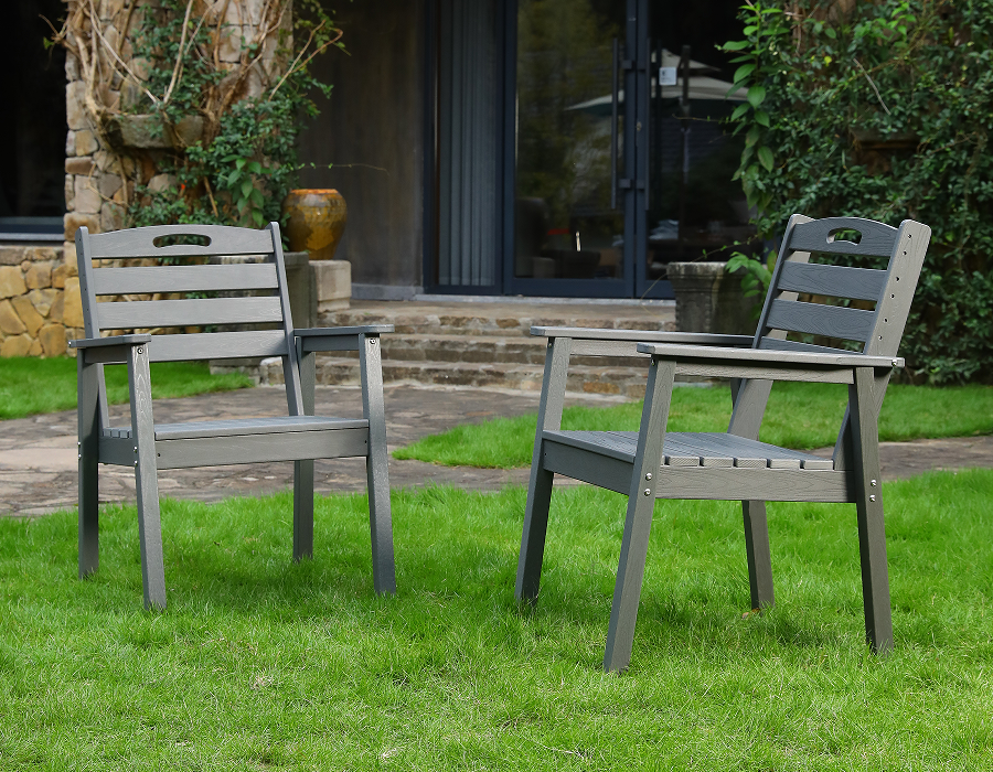 차콜 그레이 2팩 클래식 X-Back HDPE Adirondack 의자