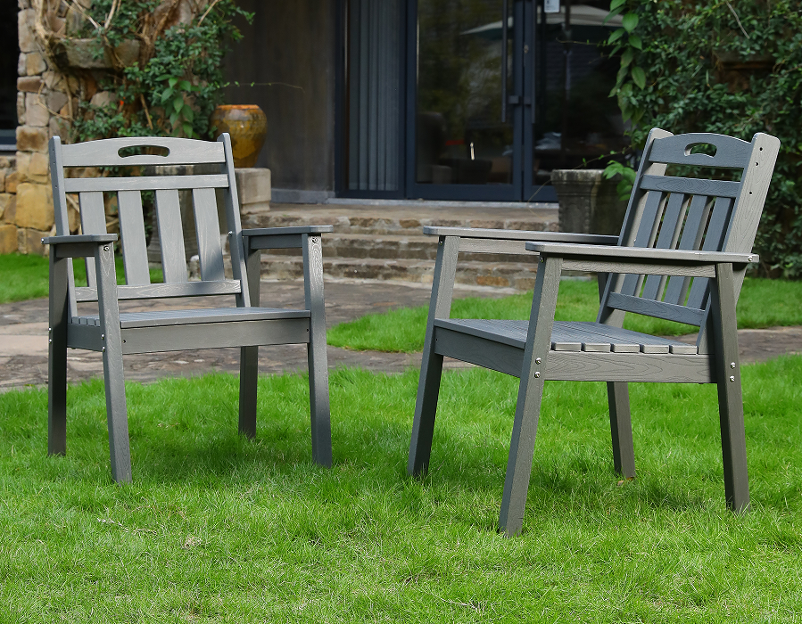 슬레이트 그레이 2팩 직립형 HDPE Adirondack 다이닝 체어