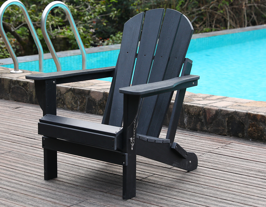 검은색 전천후 HDPE Adirondack 개구리 의자