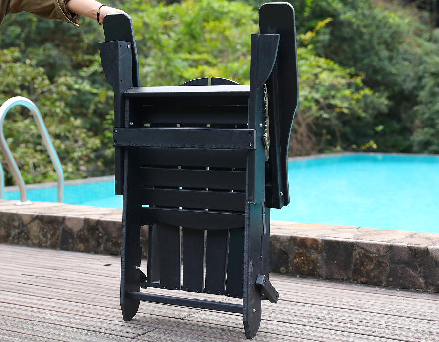 검은색 전천후 HDPE Adirondack 개구리 의자